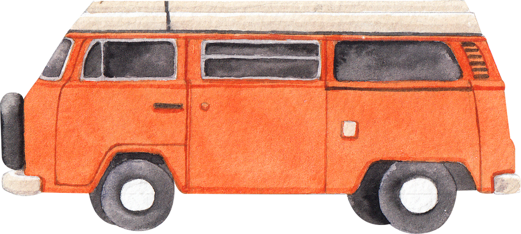 Camper Van Watercolor Illustration 